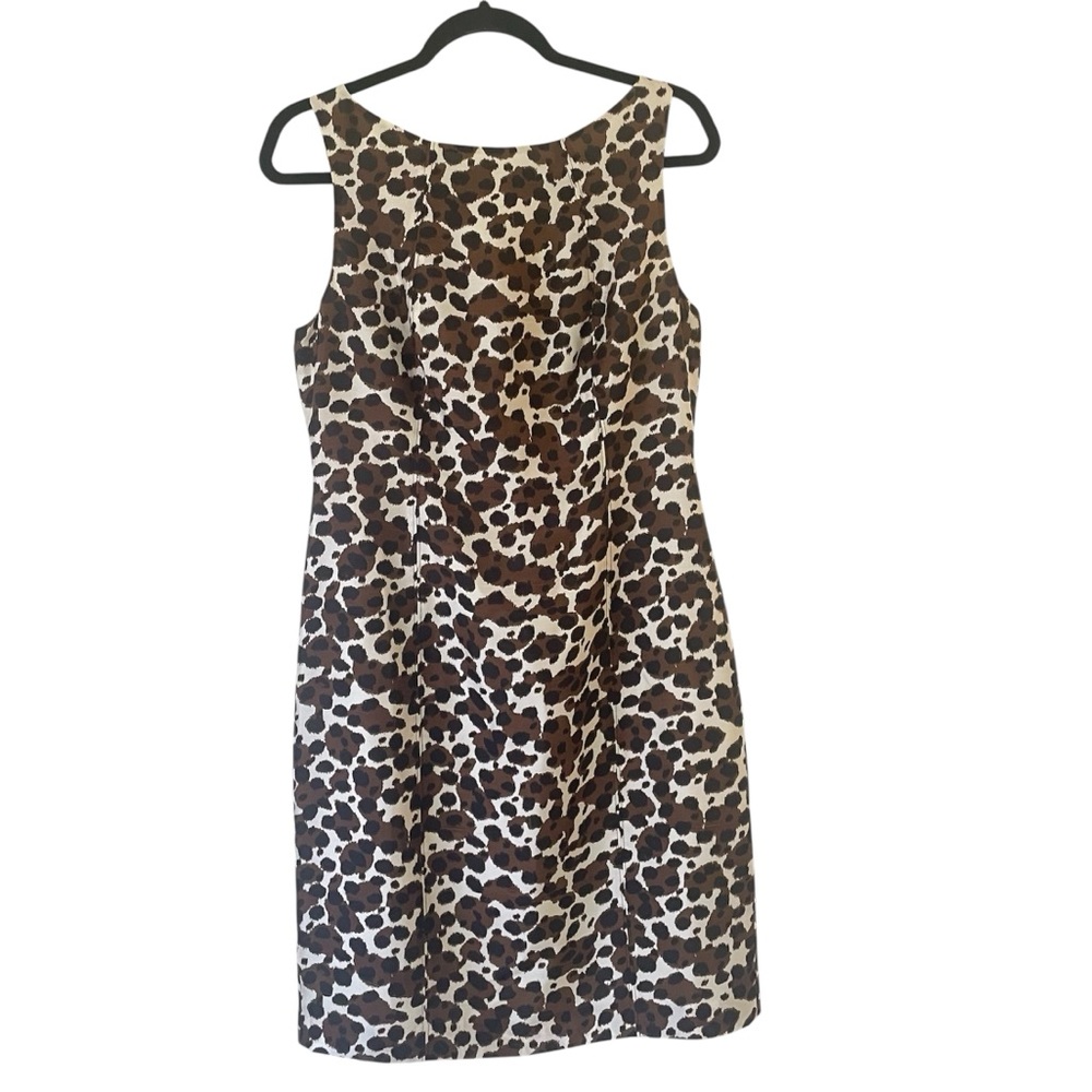 Ann Taylor silk animal print sleeveless midi length dress size 10